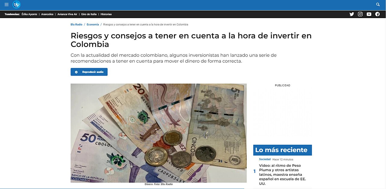 Riesgos y consejos a tener en cuenta a la hora de invertir en Colombia